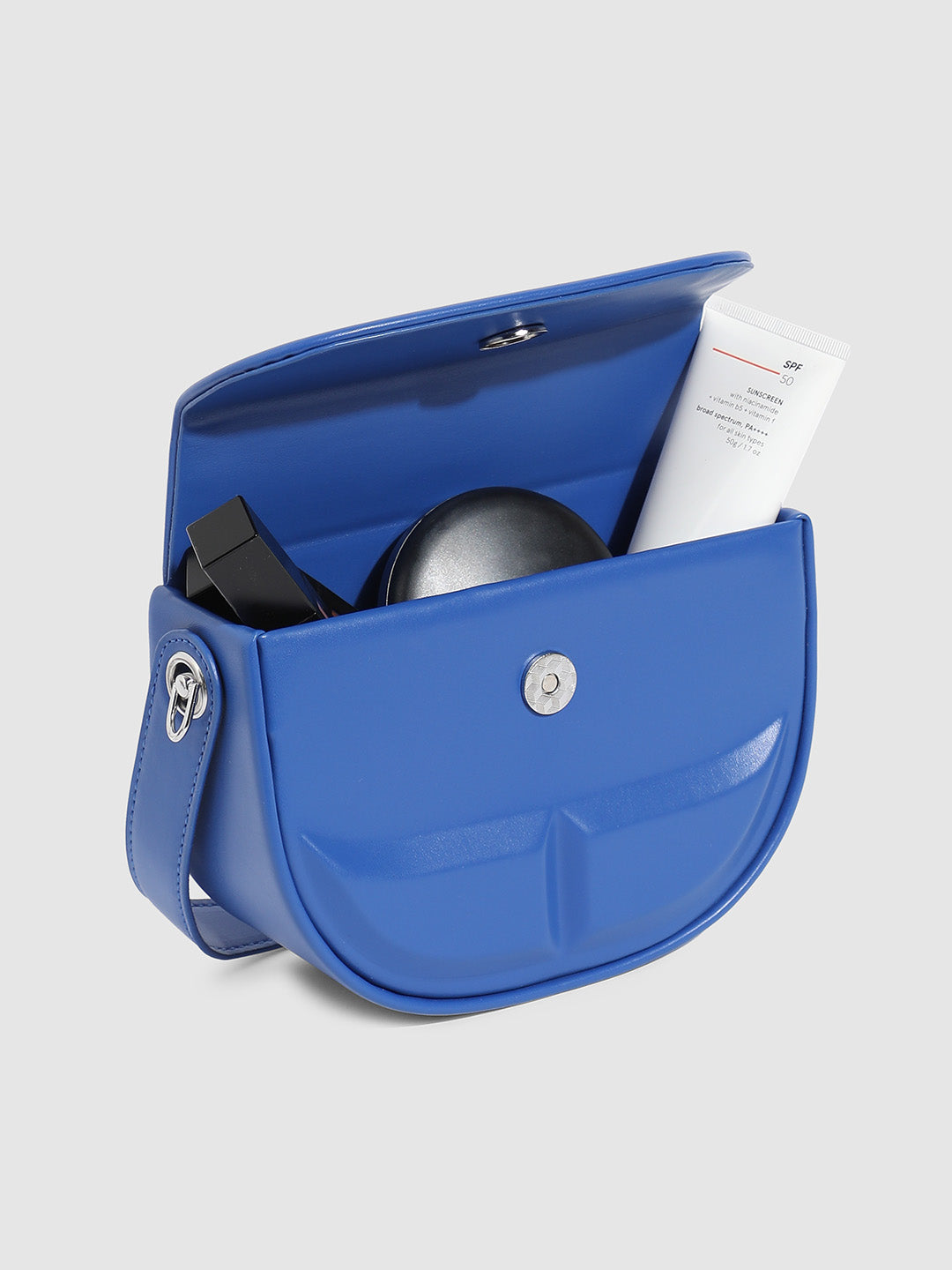 Structured Curve Handbag - Indigo Blue