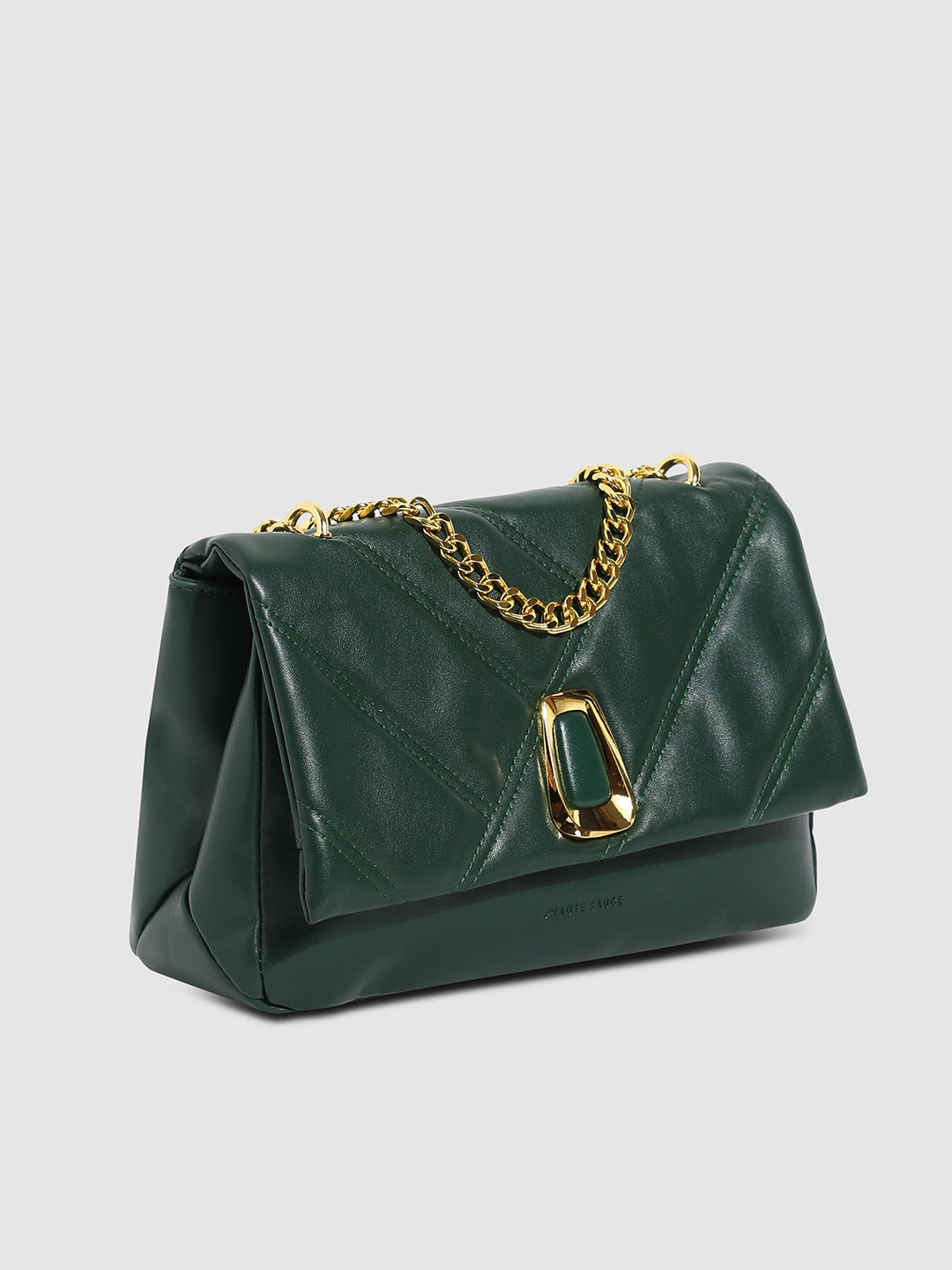Quilted Chain Handbag - Forest Green