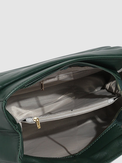 Quilted Chain Handbag - Forest Green