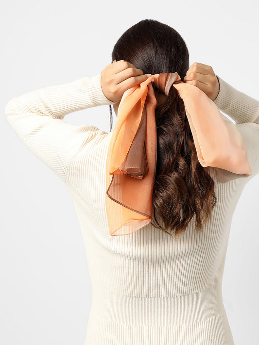 Color Blocked Yellow,Beige & Maroon Scarf