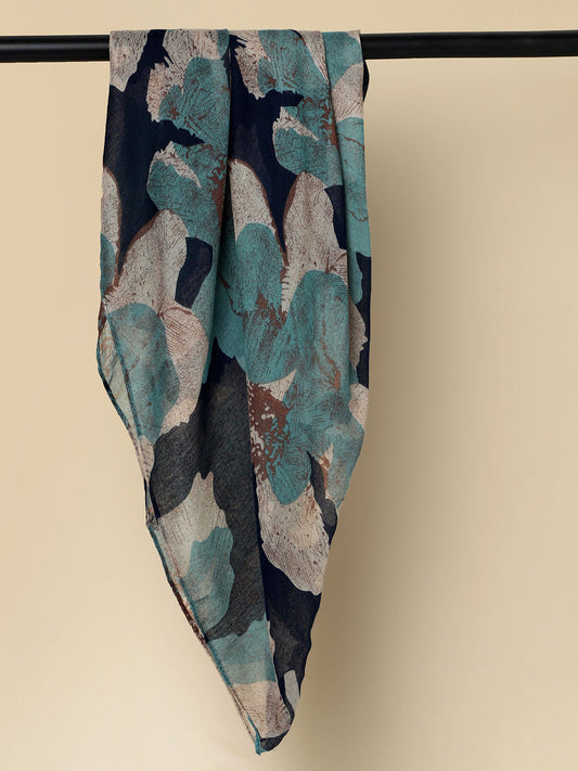 Printed Green & Navy Blue Scarf