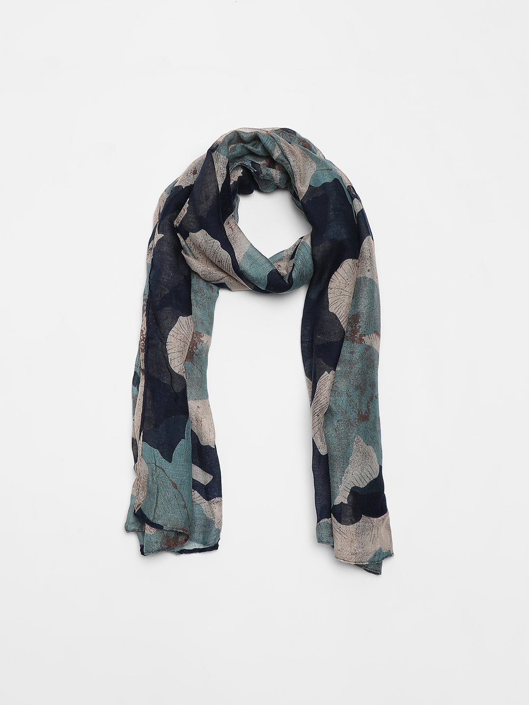 Printed Green & Navy Blue Scarf