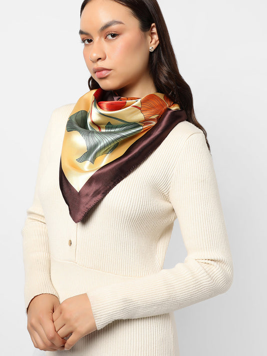 Printed Yellow & Brown Scarf