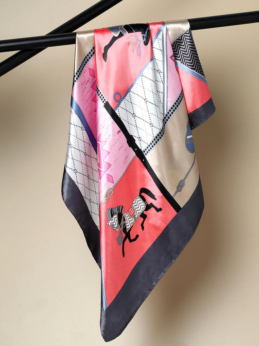 Printed Satin Multicolor Head Scarf