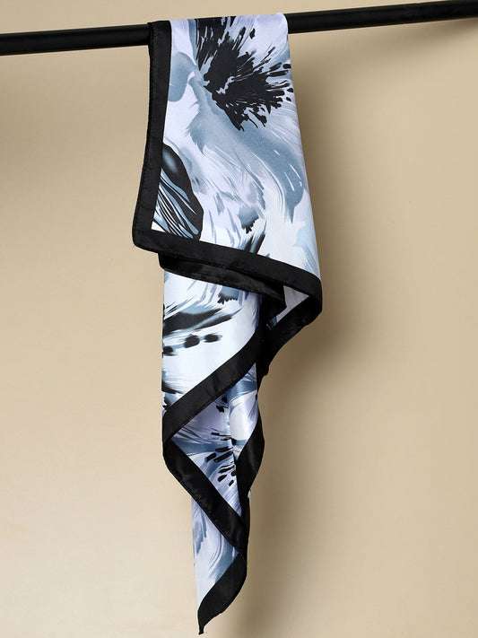 Printed White & Blue Head Scarf