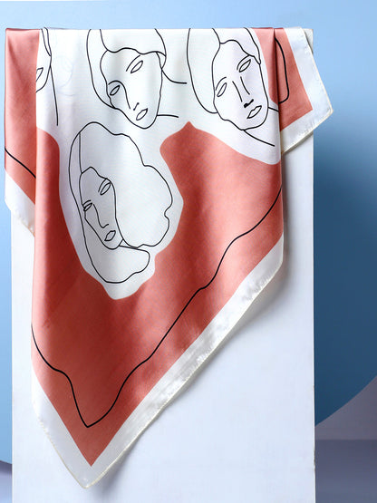 Printed Satin Light Brown Head Scarf