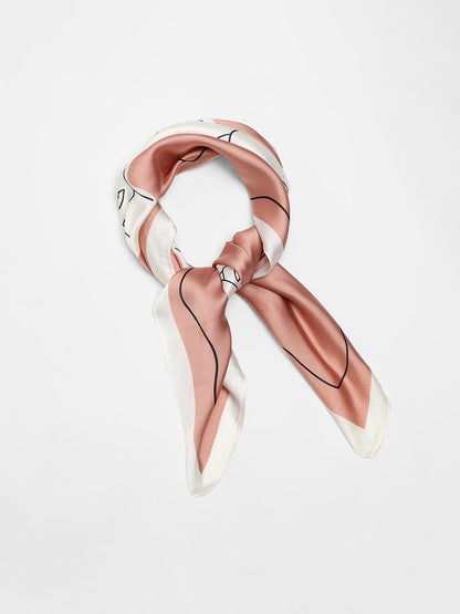 Printed Satin Light Brown Head Scarf