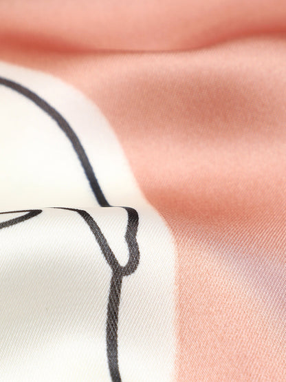 Women Printed Satin Light Brown Head Scarf