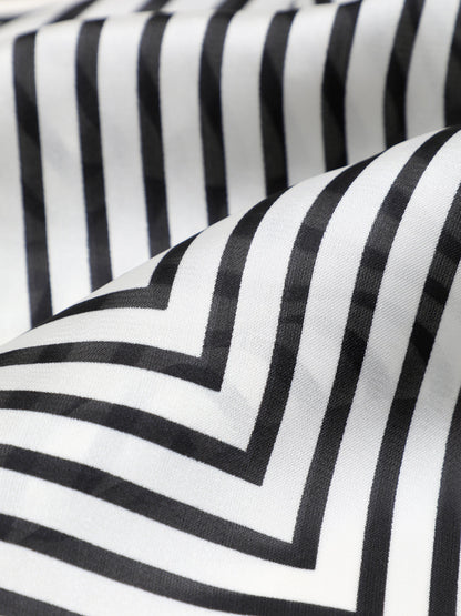 Women Stripped Black & White Scarf(Stole)