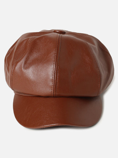 Brown Solid Newsboy Cap