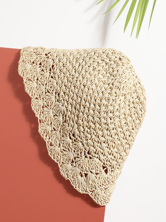 Beige Textured Bucket Hat