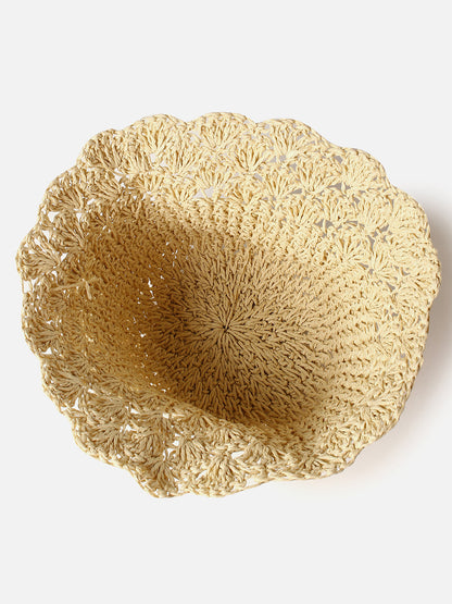 Women Beige Textured Bucket Hat
