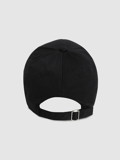 Rhinestone Buckle Baseball Cap - Black