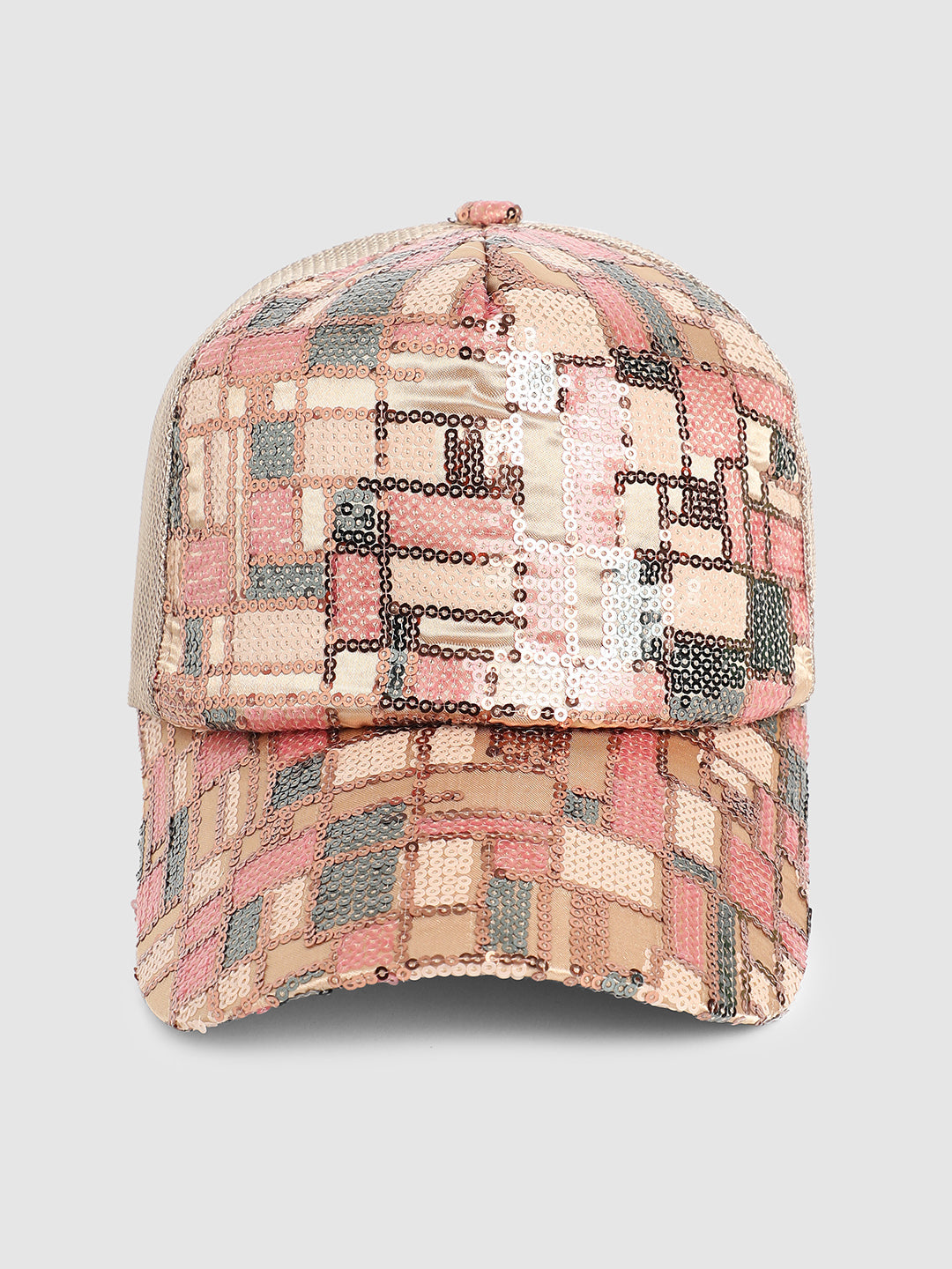Sequin Block Baseball Cap - Nude Pink