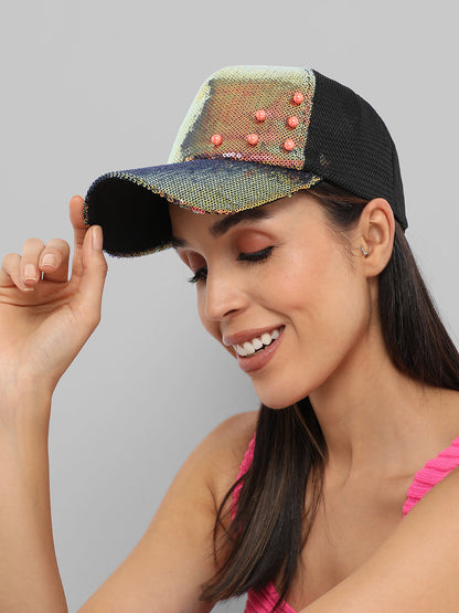 Embellished Baseball Cap - Gold & Black