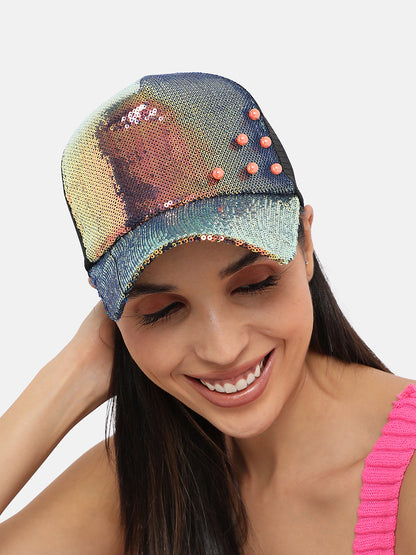 Embellished Baseball Cap - Gold & Black