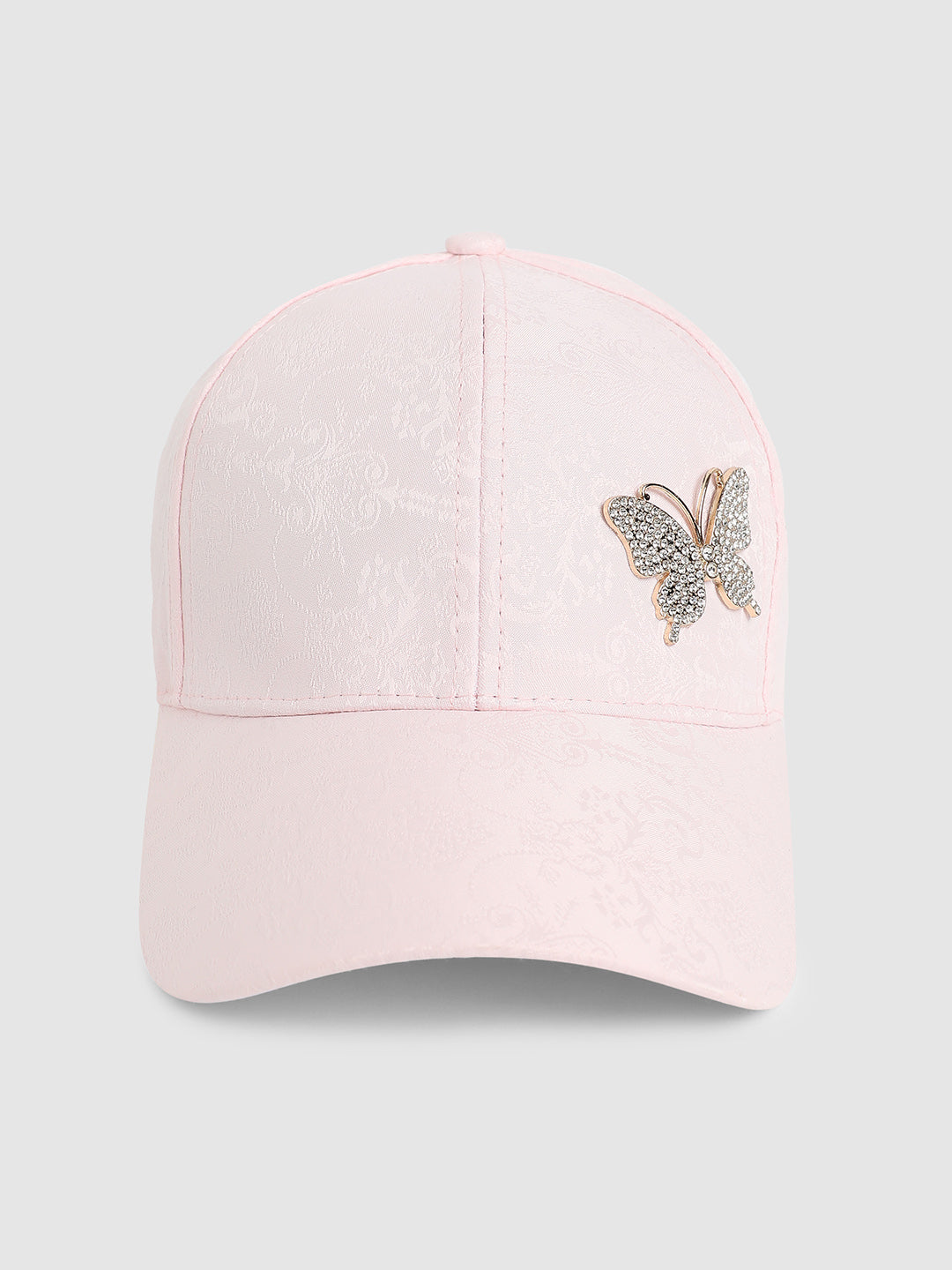 Jaquard Butterfly Baseball Cap - Baby Pink