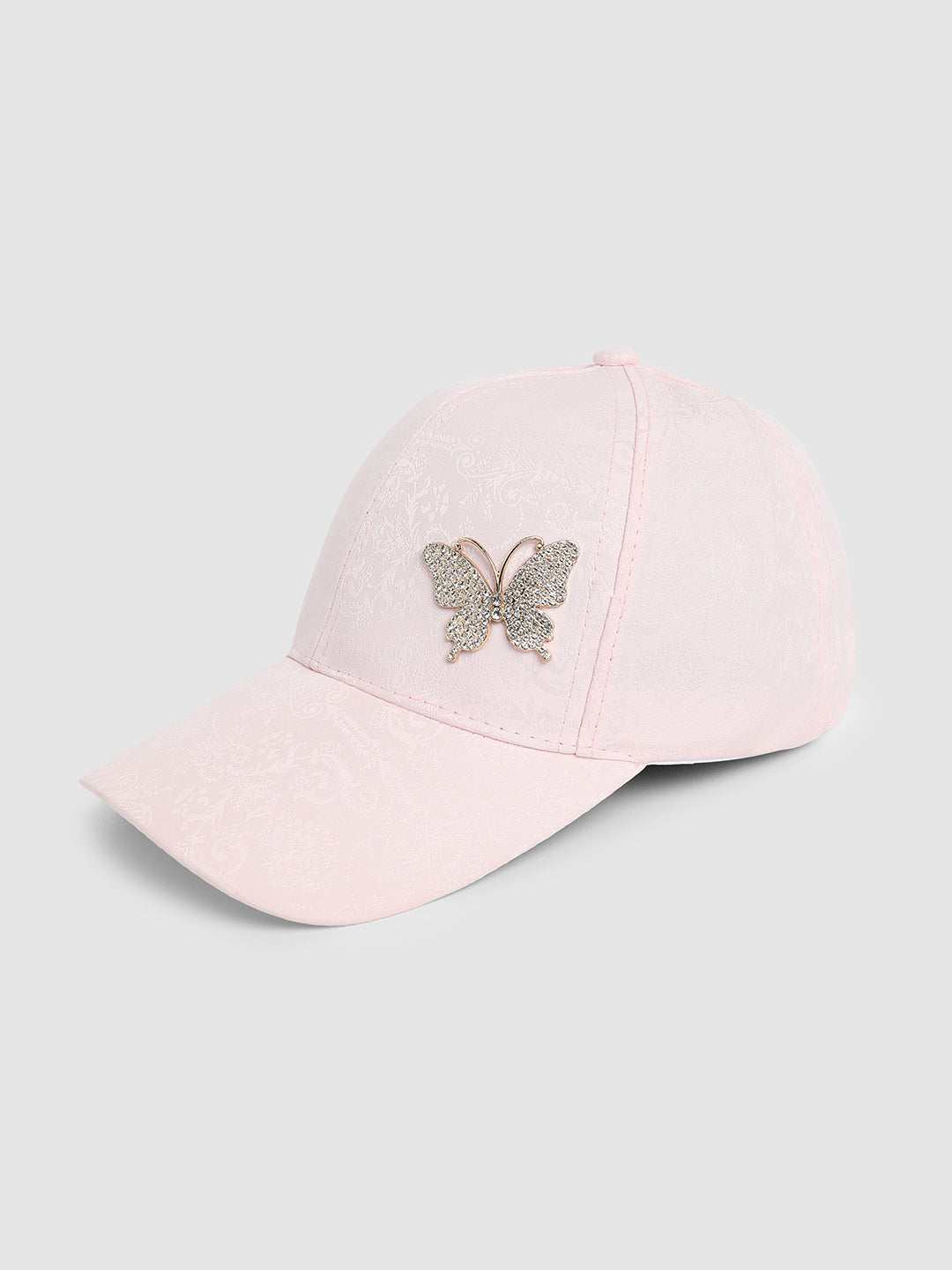 Jaquard Butterfly Baseball Cap - Baby Pink