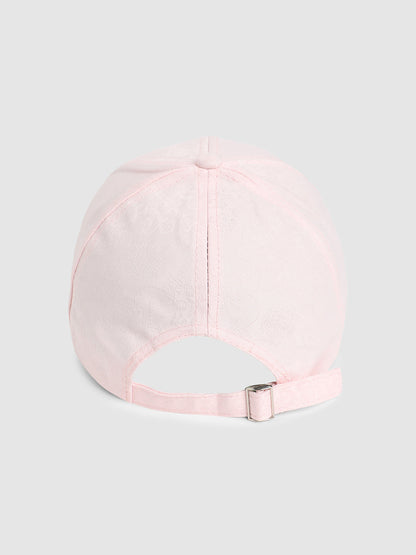 Jaquard Butterfly Baseball Cap - Baby Pink