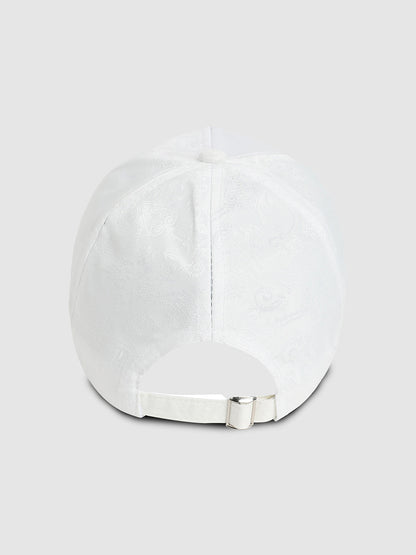 Jaquard Butterfly Baseball Cap - White
