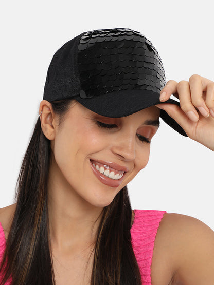 Maxi Sequin Baseball Cap - Black