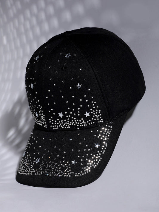 Rhinestone Galaxy Baseball Cap - Black