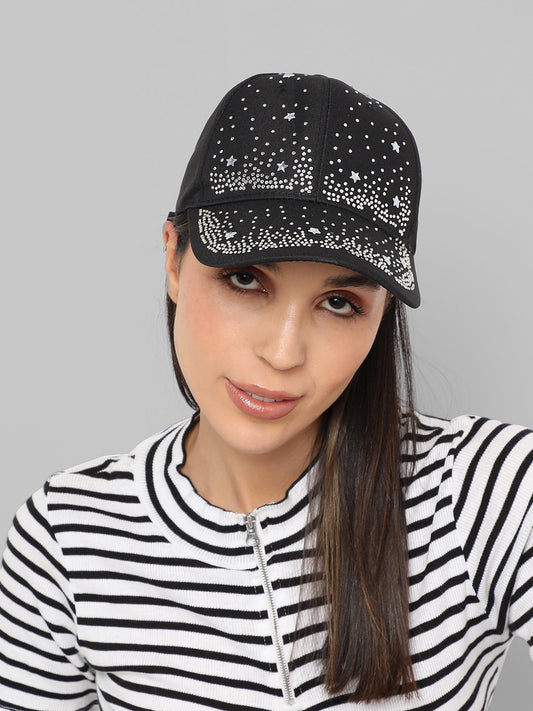 Rhinestone Galaxy Baseball Cap - Black