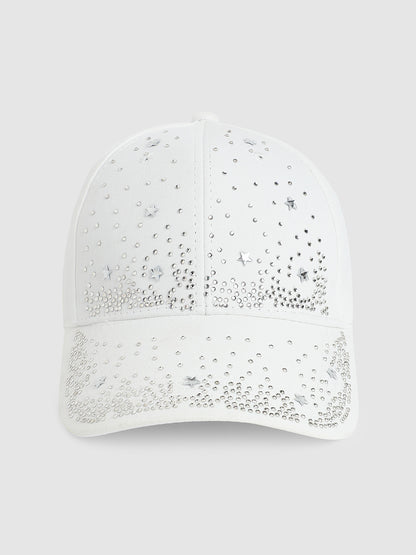 Rhinestone Galaxy Baseball Cap - White