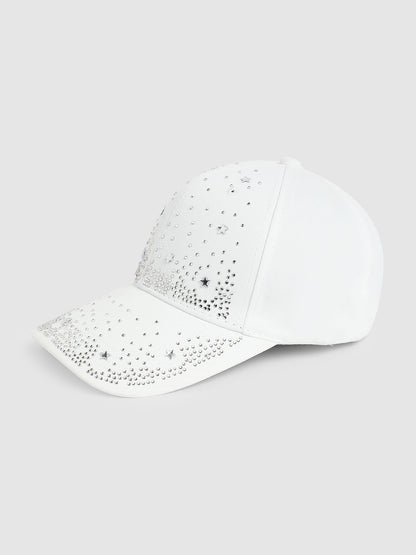 Rhinestone Galaxy Baseball Cap - White
