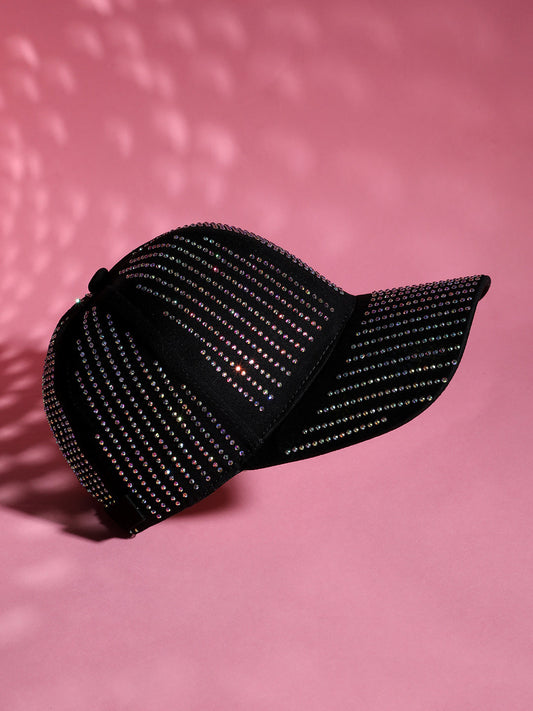 All Around Rhinestone Baseball Cap - Black