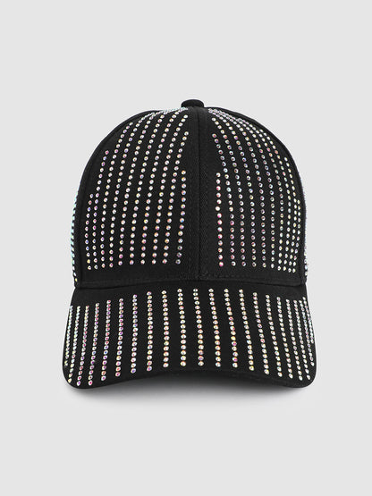 All Around Rhinestone Baseball Cap - Black