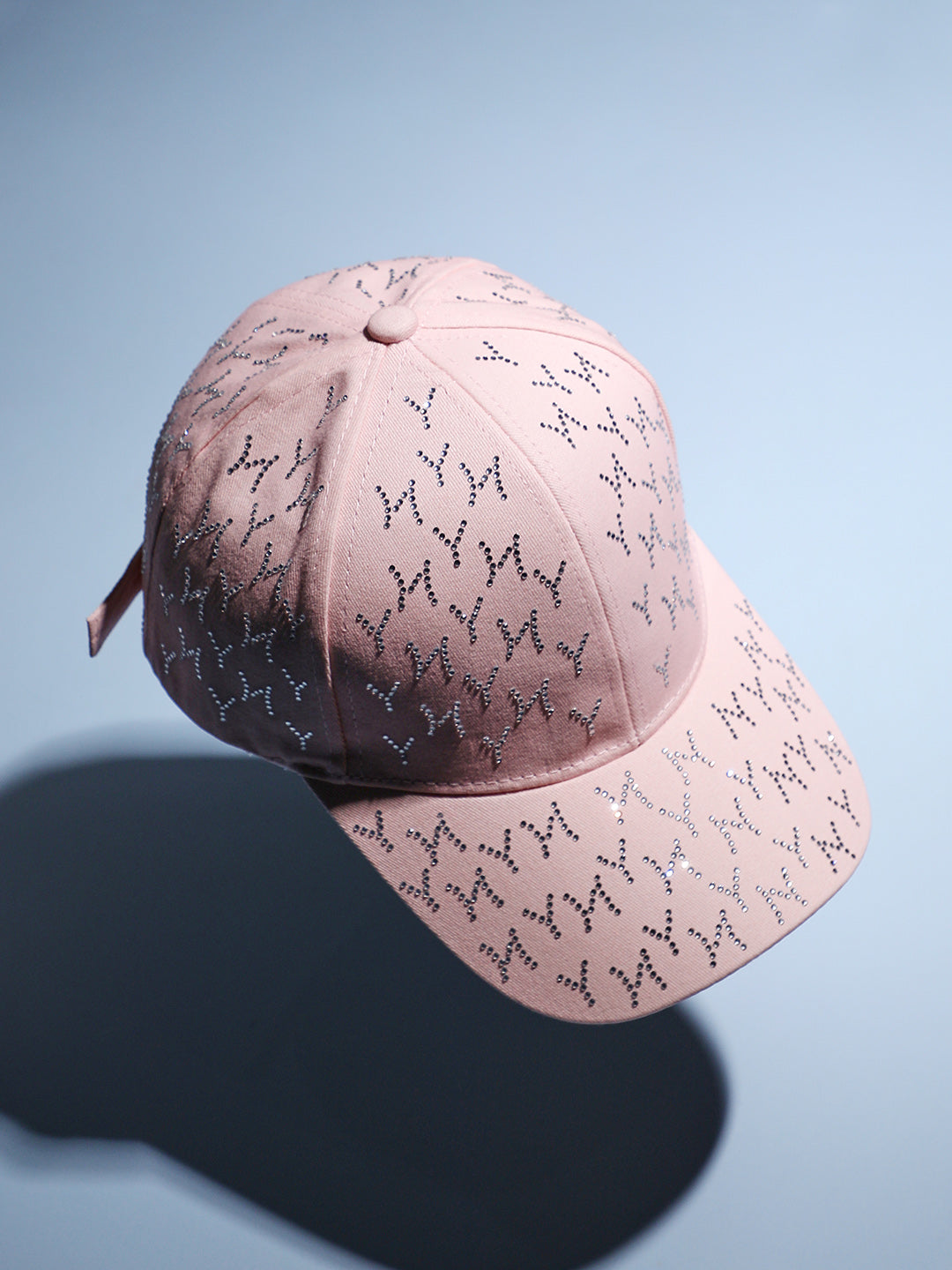 Rhinestone Swirl Baseball Cap - Baby Pink