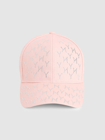 Rhinestone Swirl Baseball Cap - Baby Pink
