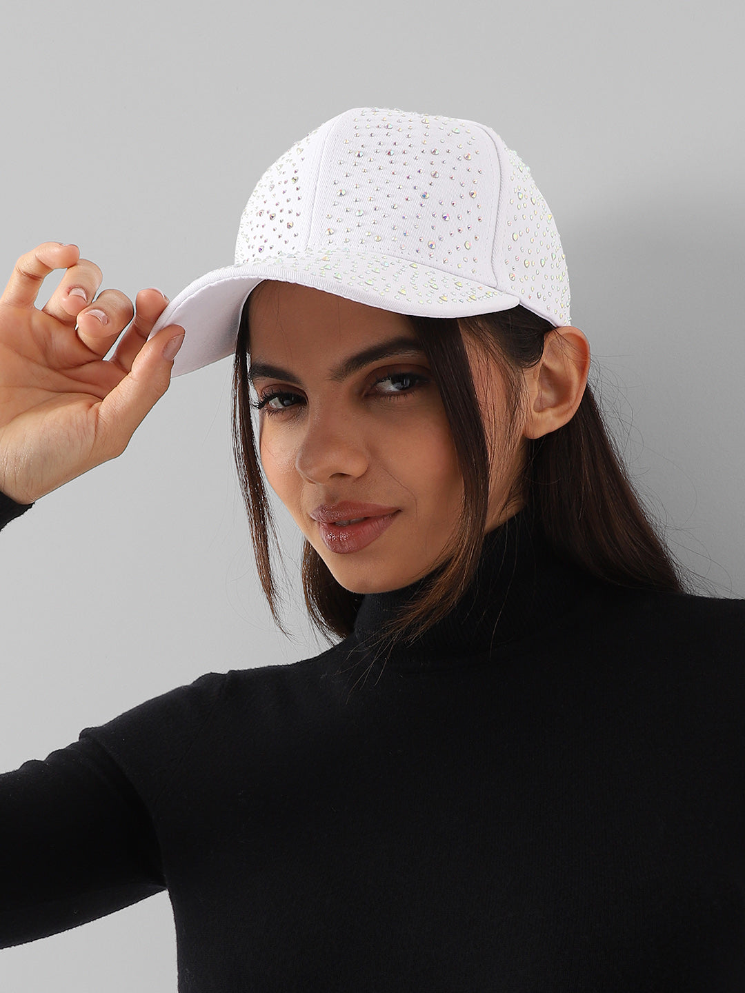All Over Embellished Baseball Cap - White