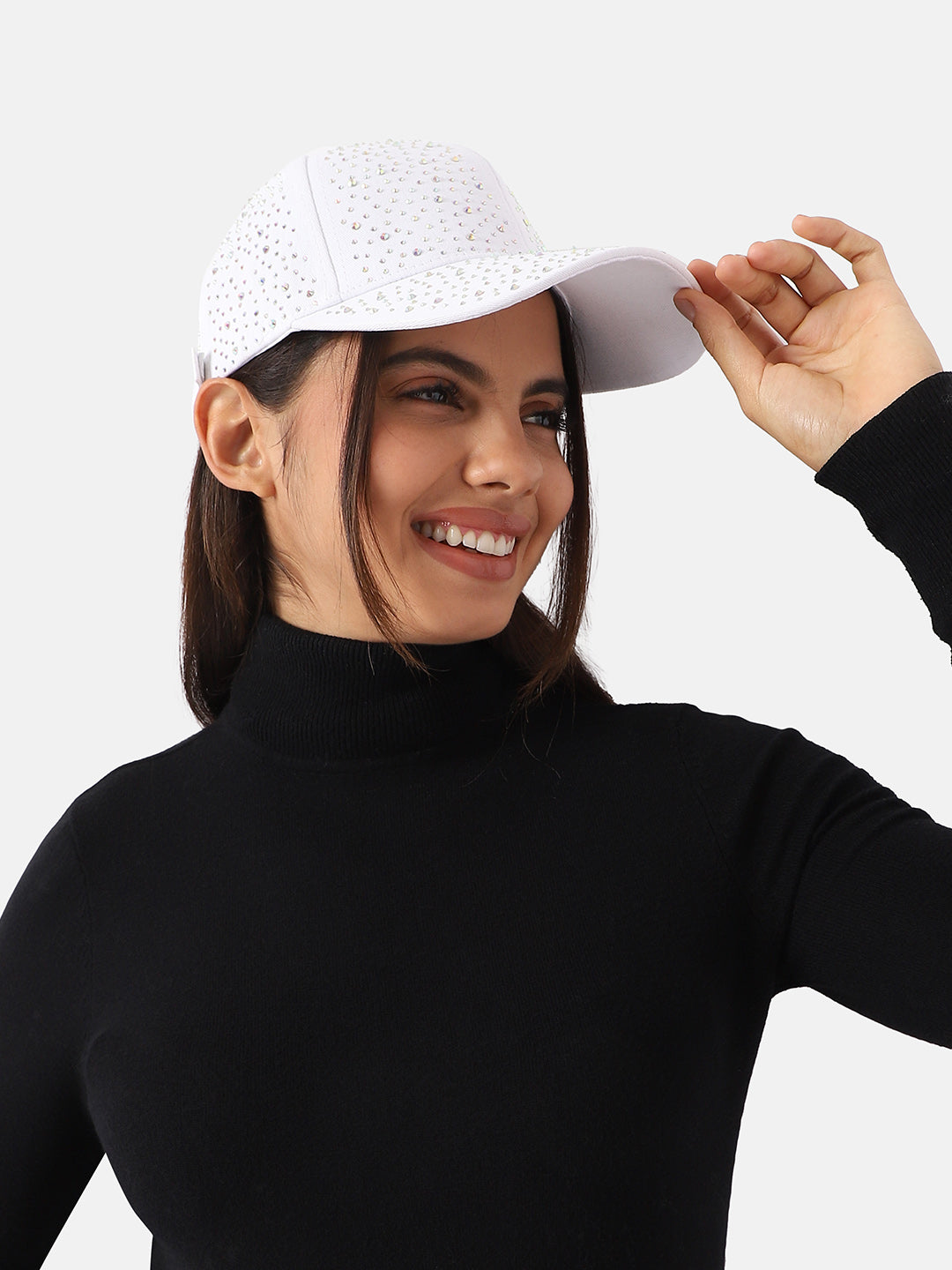 All Over Embellished Baseball Cap - White