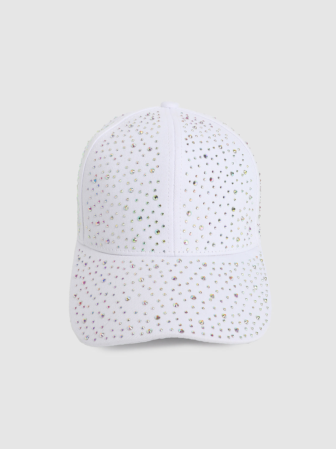 All Over Embellished Baseball Cap - White