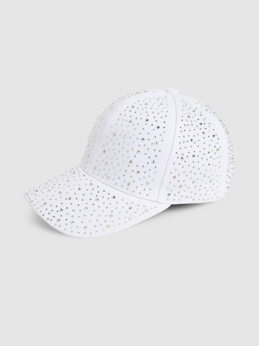 All Over Embellished Baseball Cap - White