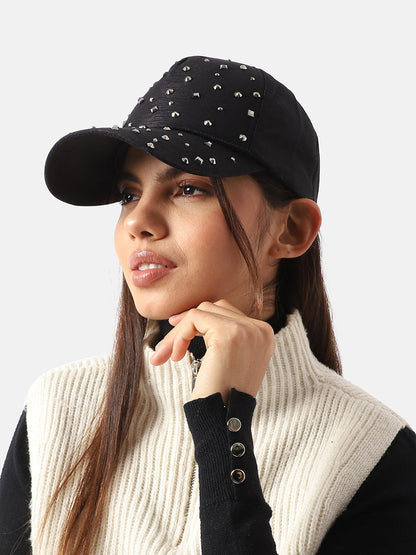 Maxi Studded Baseball Cap - Black