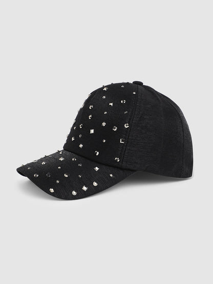 Maxi Studded Baseball Cap - Black
