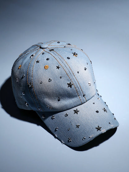 Studded Galaxy Baseball Cap - Light Blue