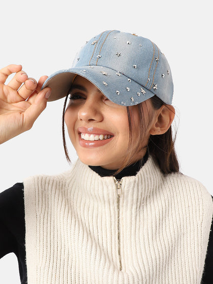 Studded Galaxy Baseball Cap - Light Blue