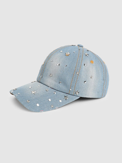 Studded Galaxy Baseball Cap - Light Blue