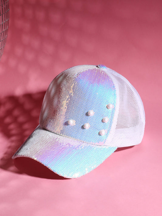 Embellished Baseball Cap - White