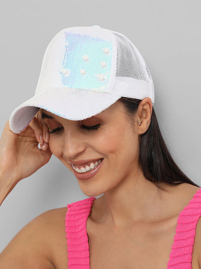 Embellished Baseball Cap - White