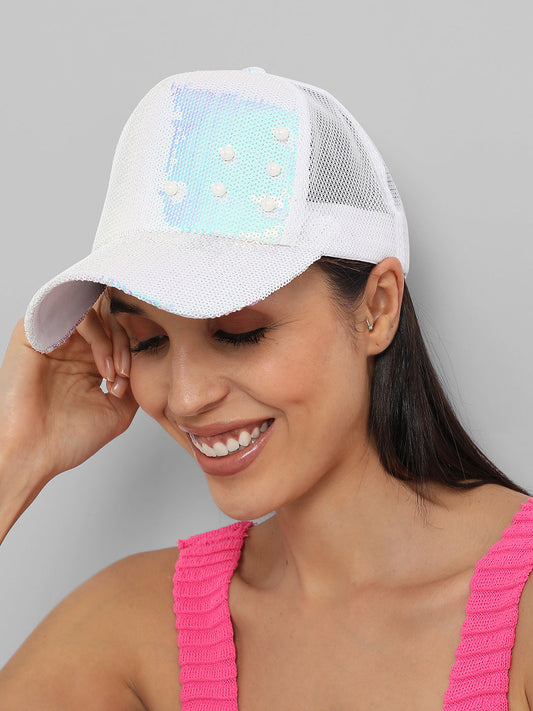 Embellished Baseball Cap - White