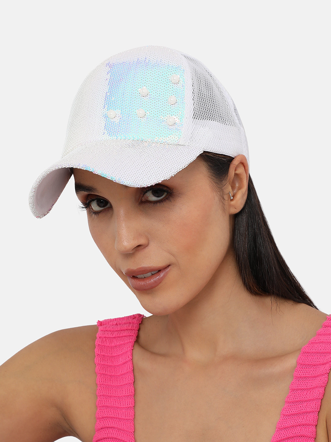 Embellished Baseball Cap - White