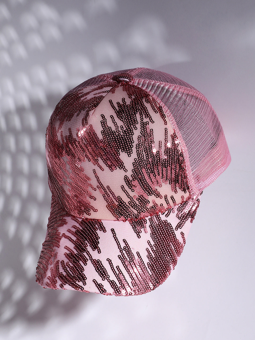 Abstract Sequin Baseball Cap - Baby Pink