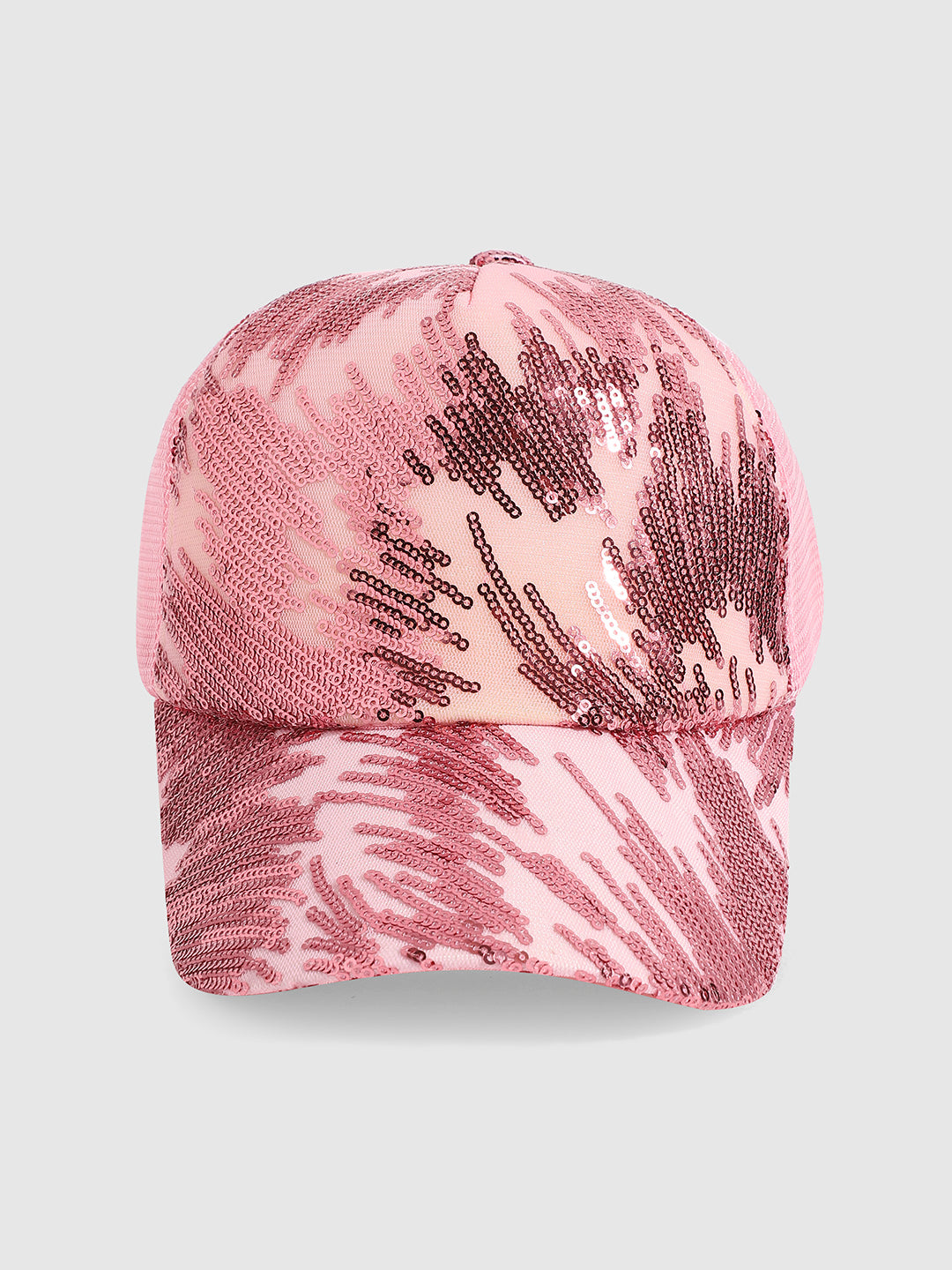 Abstract Sequin Baseball Cap - Baby Pink