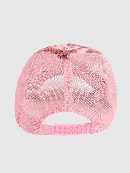 Abstract Sequin Baseball Cap - Baby Pink