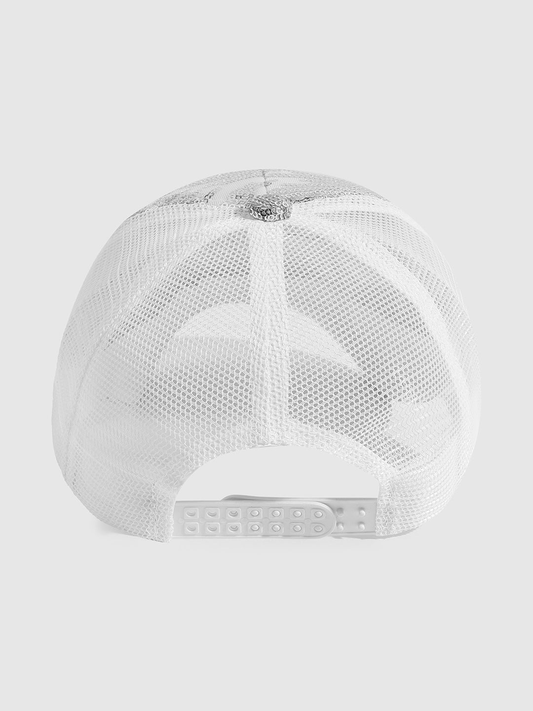 Abstract Sequin Baseball Cap - White